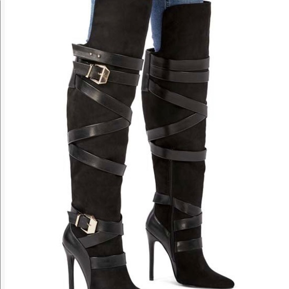 Shoe Dazzle Shoes - Black Over The Knee Boot